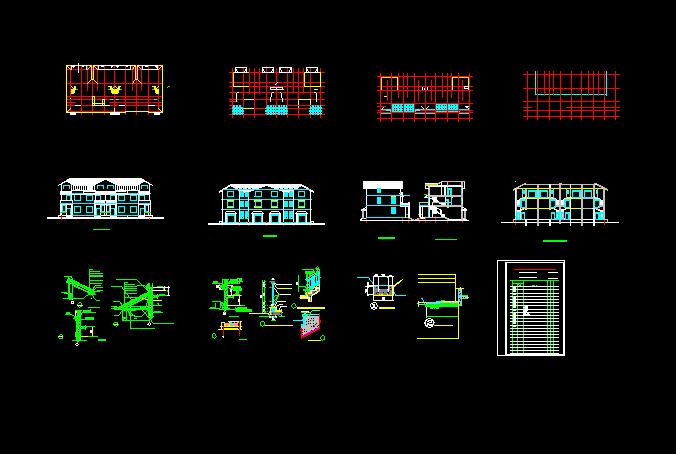 某地四联别墅建筑cad图（节点详细）