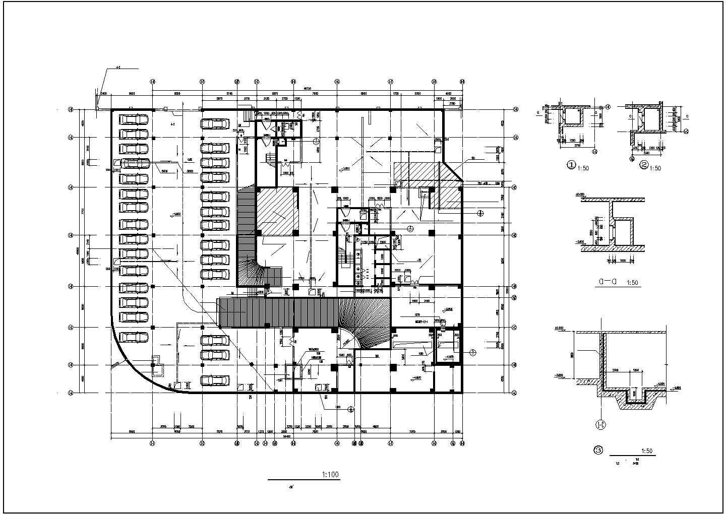 高层住宅建筑平面施工CAD设计图纸