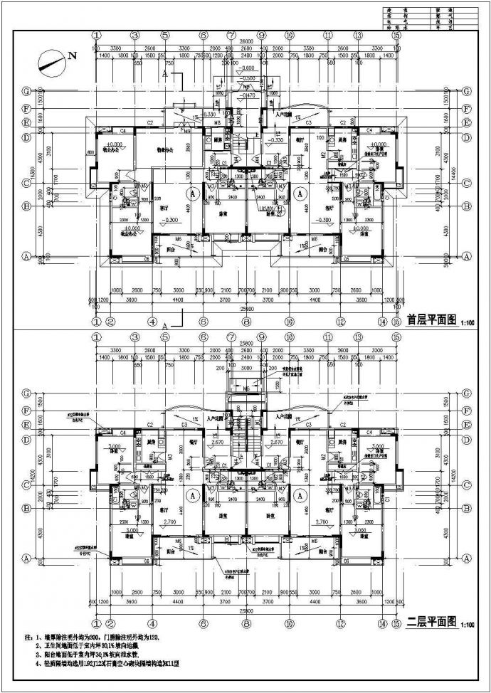 小区公寓楼建筑施工CAD设计图纸_图1