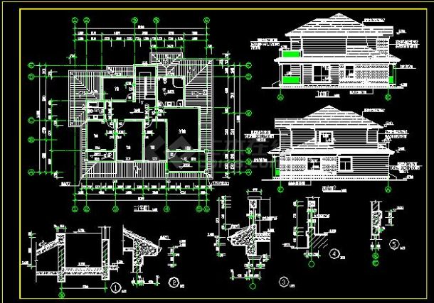 简单小型的砖混结构别墅建筑图（共3张）-图二