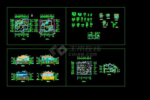 比较详细的别墅建筑cad图（共4张）-图一