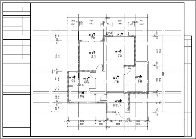 某地框架结构二室二厅建筑室内装饰施工图_图1