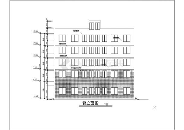 某地区五层砖混结构商住楼建筑设计方案图-图二