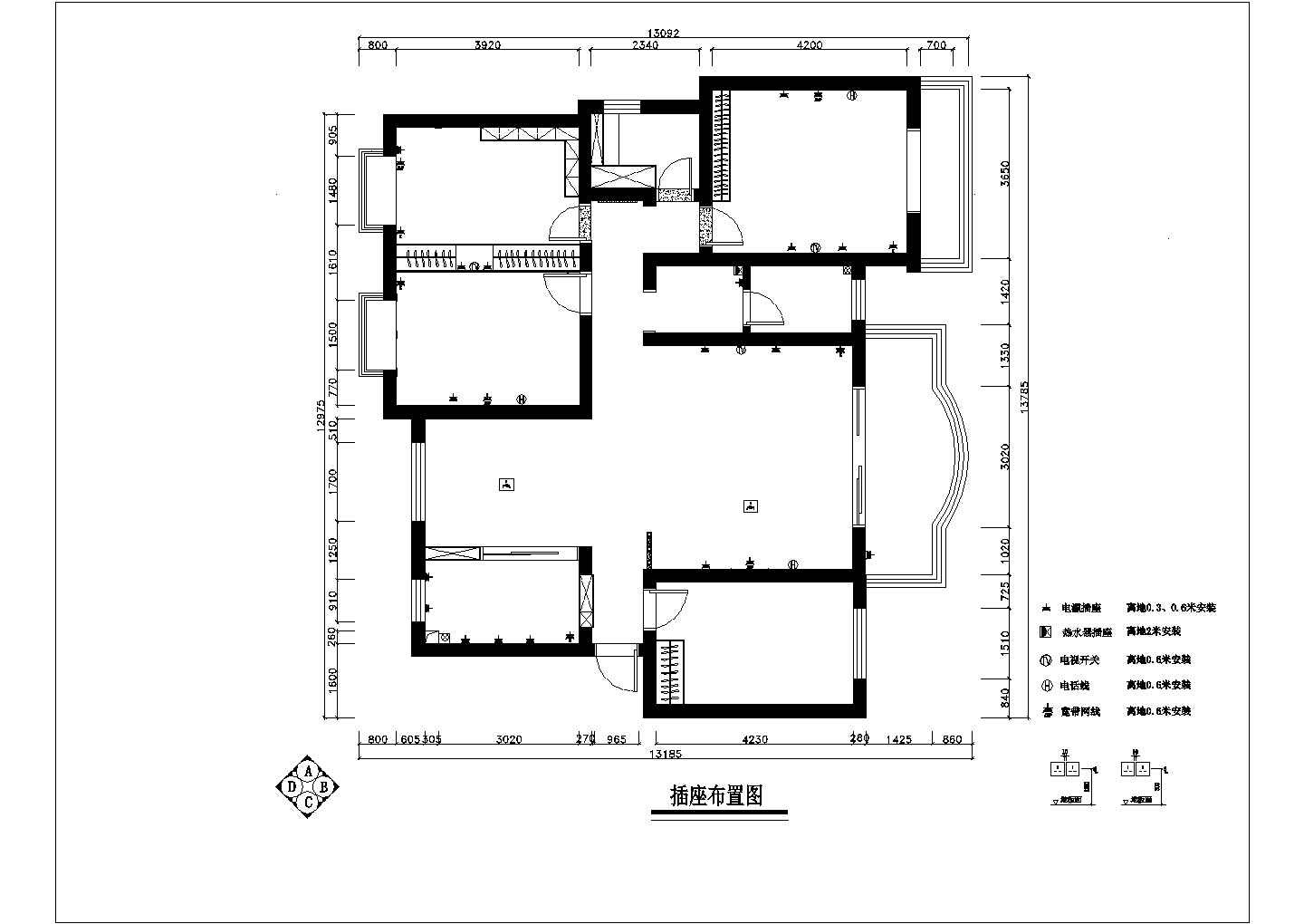 某地4室两厅中式风格家装施工图及部分效果图