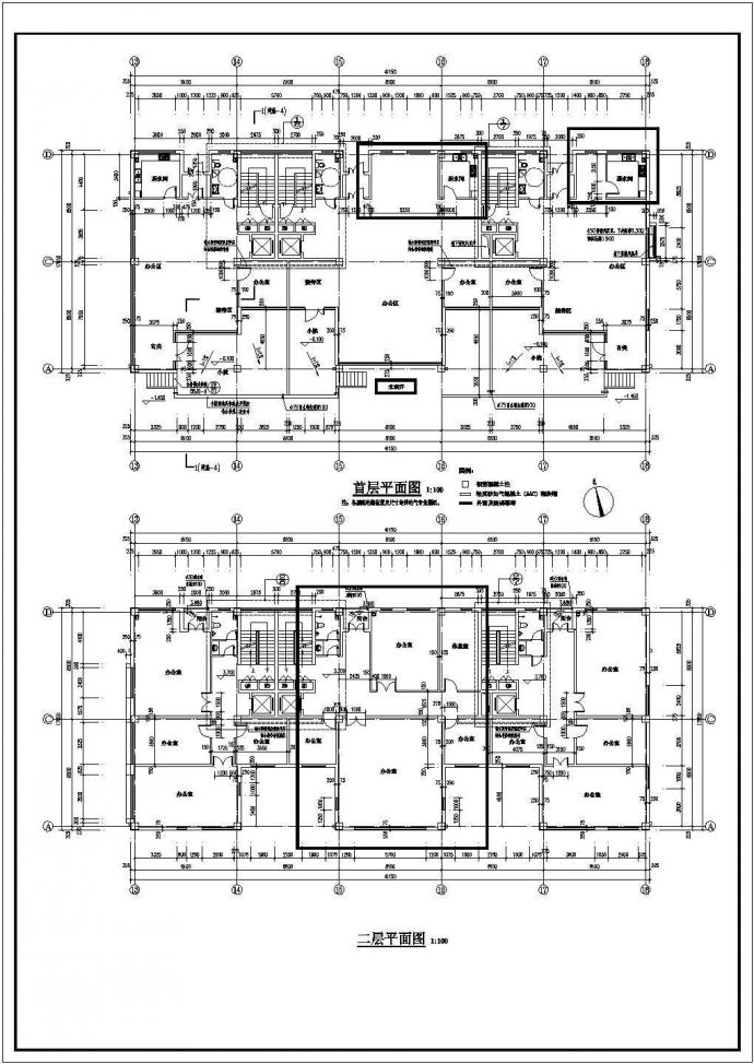 某小区四层框架结构办公结构工程设计图_图1