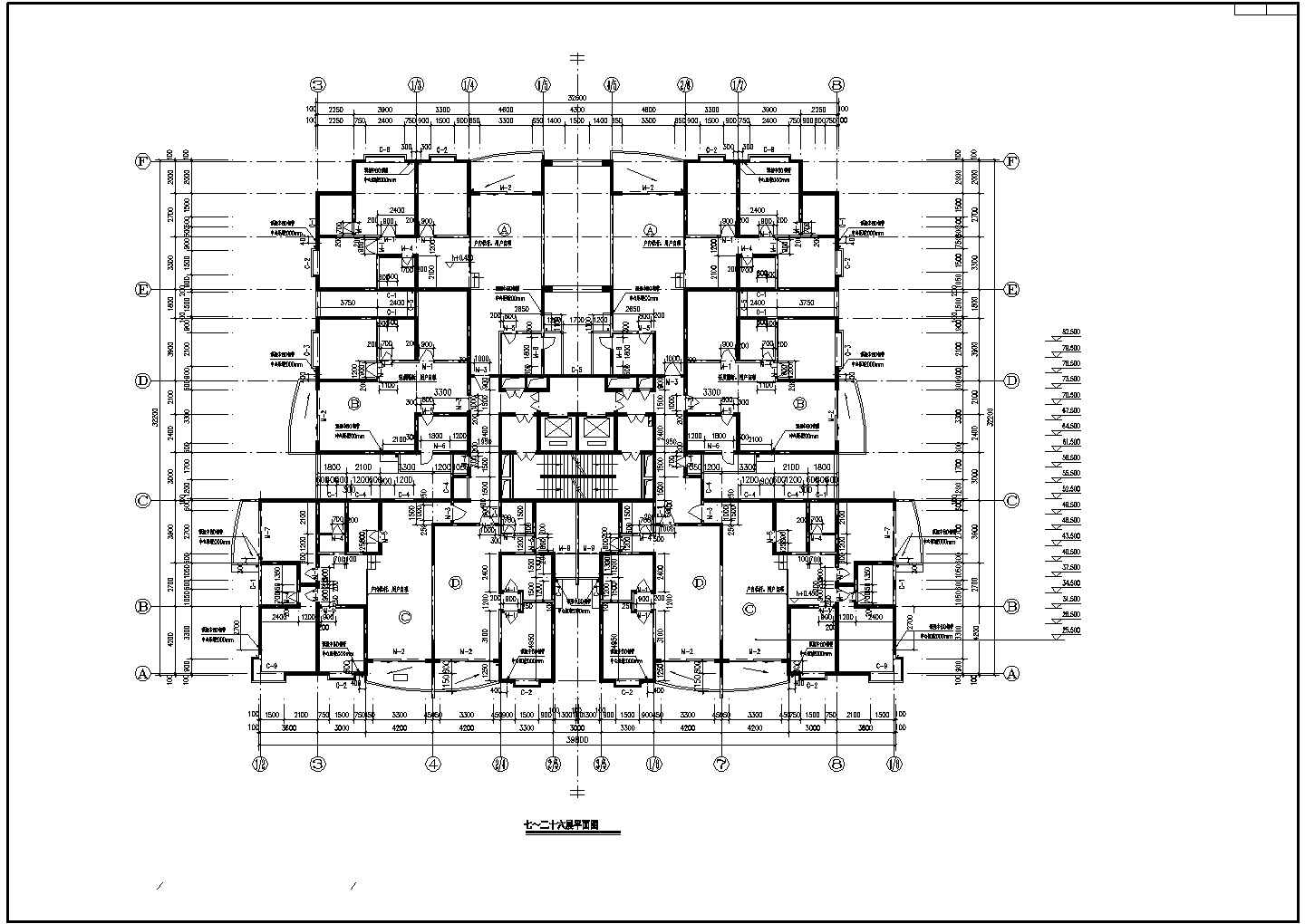 塔楼住宅标准层跃层平面CAD设计图纸