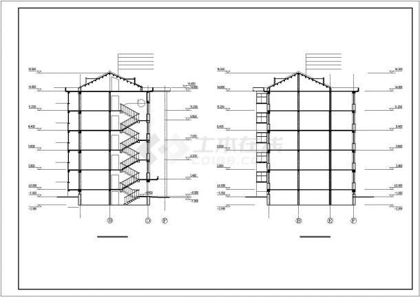 住宅楼立剖面建筑施工CAD设计图纸-图二