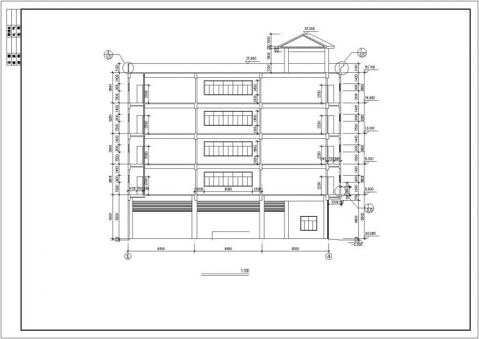 高中宿舍楼建筑施工CAD设计图纸_图1