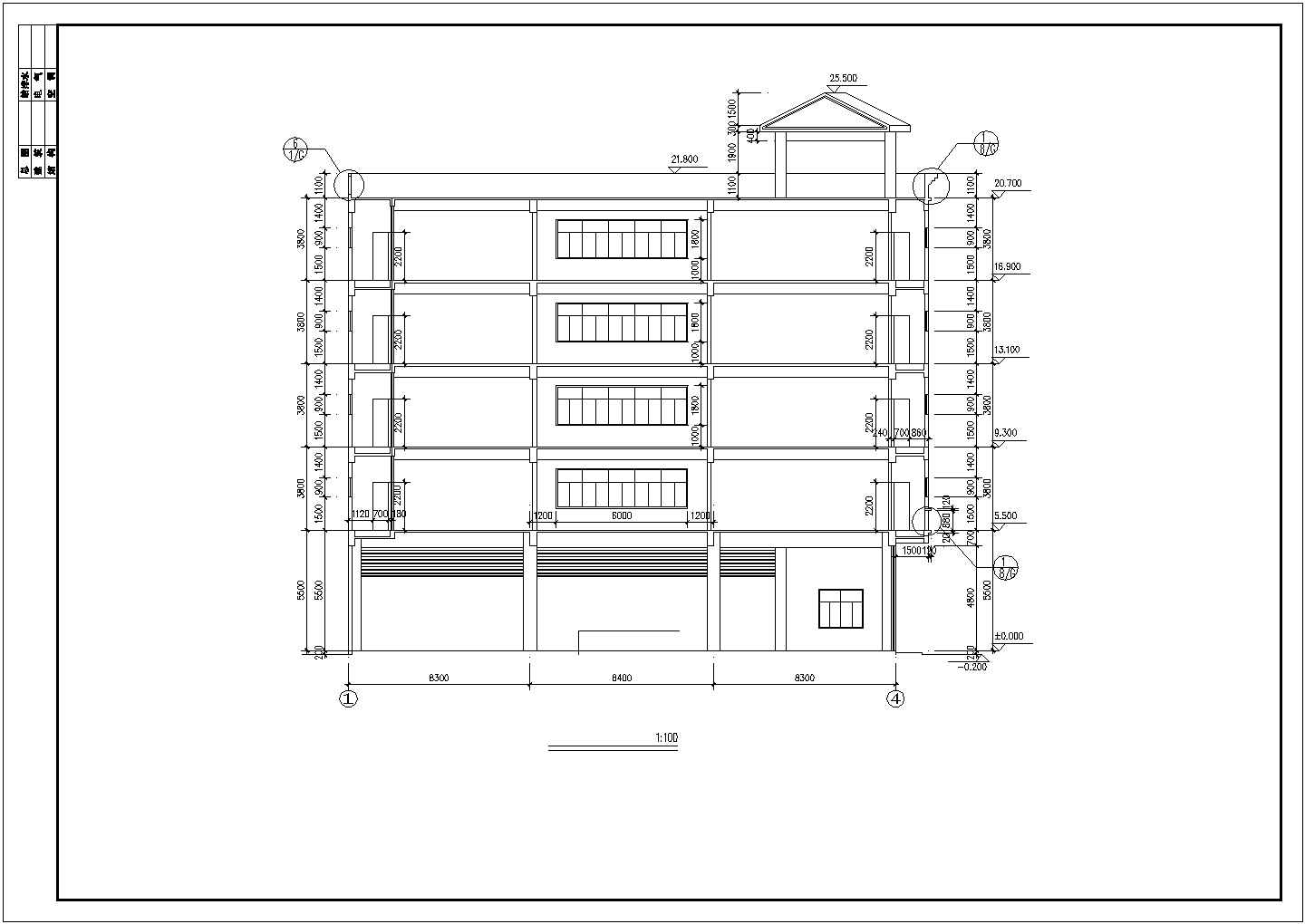 高中宿舍楼建筑施工CAD设计图纸
