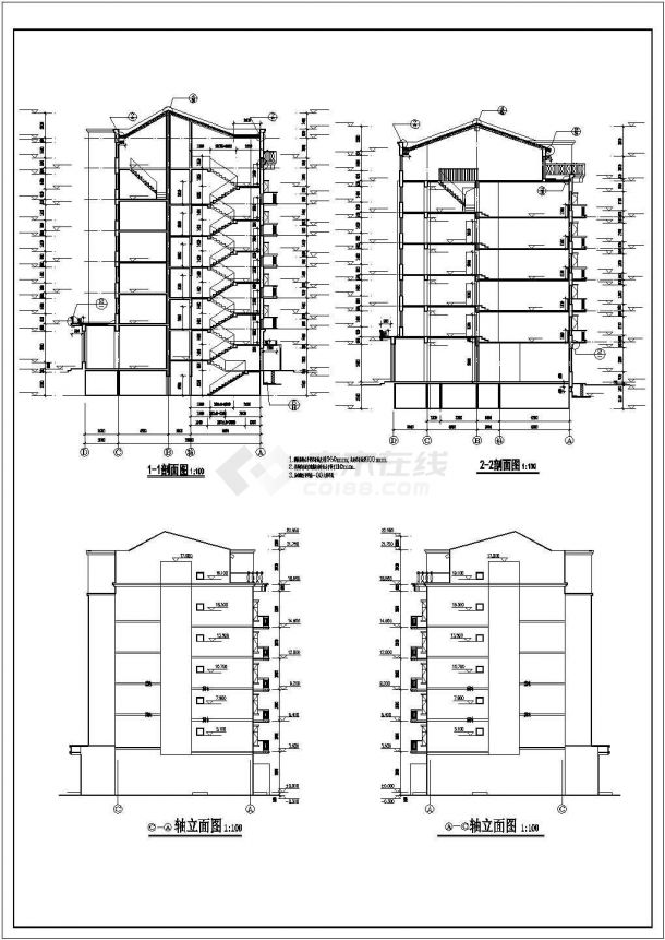 底商住宅楼建筑施工CAD设计图纸方案-图一