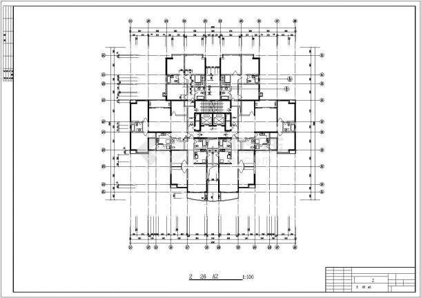 广厦经典高层住宅平面建筑施工CAD设计图纸-图一