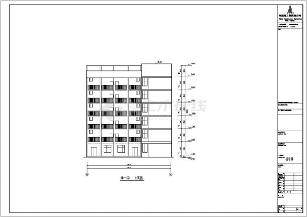 某地6层框架结构宿舍楼建筑方案设计图-图二