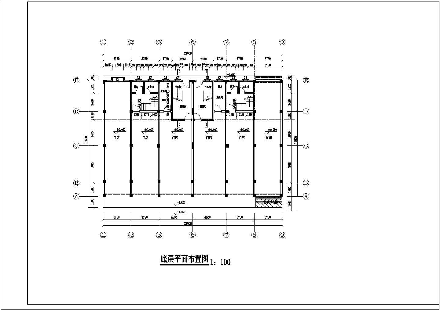 某多层商住楼建筑施工CAD设计图纸