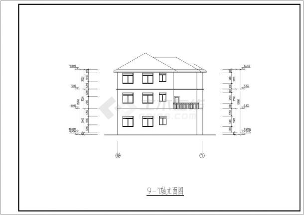 农村三层砖混结构别墅楼建筑设计方案图-图二