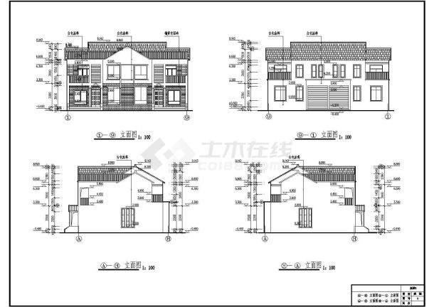 某小区2层砖混结构连体别墅建筑设计施工图-图一