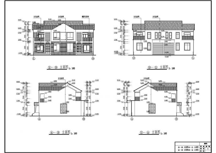 某小区2层砖混结构连体别墅建筑设计施工图_图1