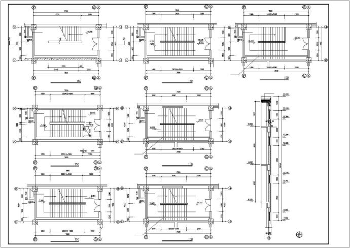 楼梯建筑装修施工节点cad详细设计精简图_图1