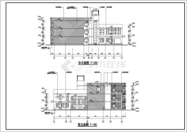 杭州市三层框架结构幼儿园建筑设计施工图纸-图二