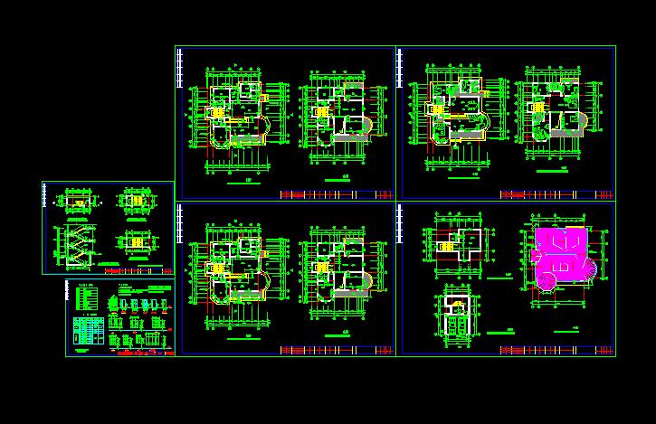 某地小型别墅实例建筑cad施工图（共6张）