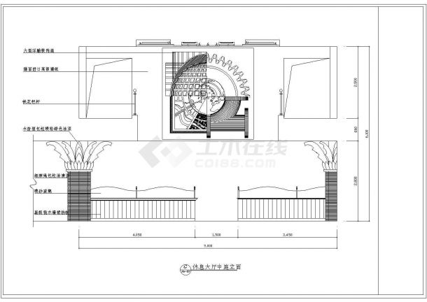 北京某桑拿房室内立面装修CAD设计图-图二