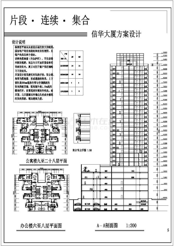 某高层办公综合楼装修cad设计施工图纸全-图二