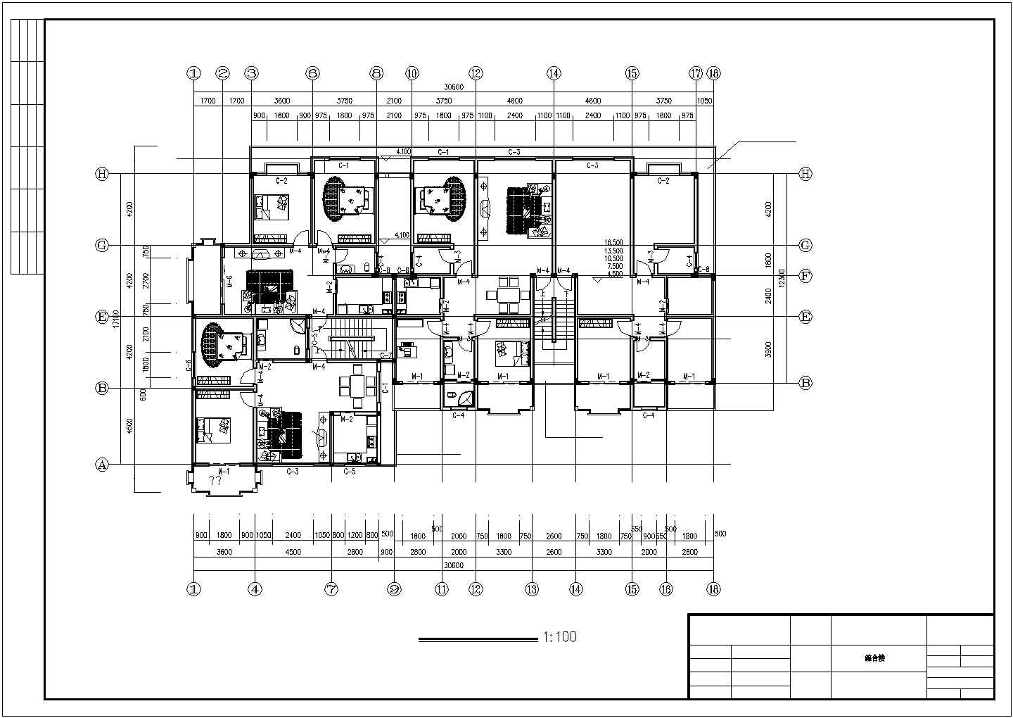 商业住房楼筑设计cad方案图图纸