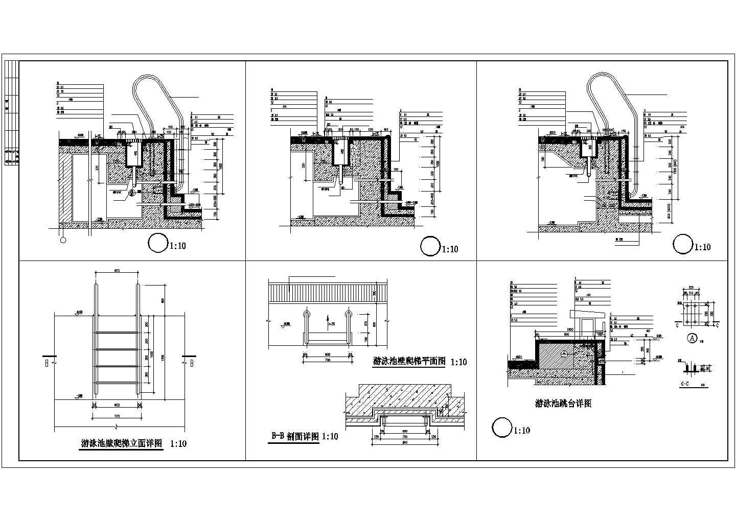北京某游泳池节点建筑cad装修施工设计精简图