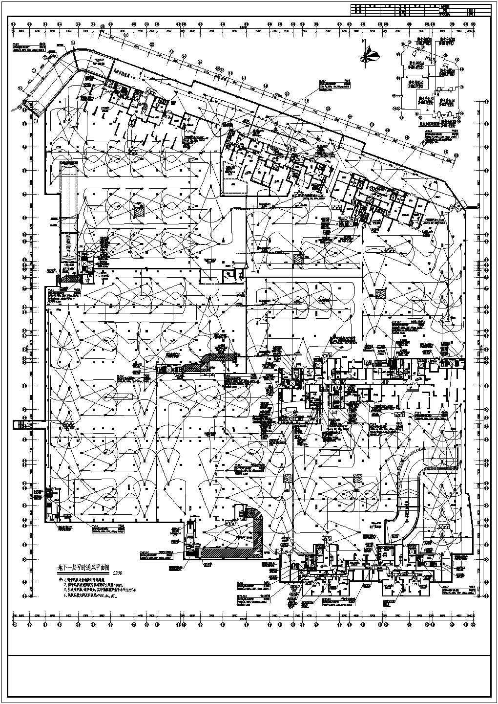 某高层建筑地下车库通风防排烟设计施工图