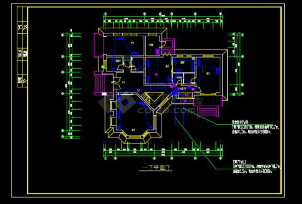 情有意别墅建筑电气设计施工CAD图纸-图二