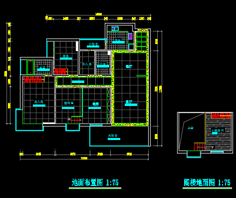 四居室住宅室内装修设计CAD图纸_图1