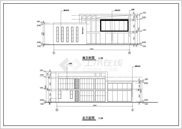 某地区两层钢结构办公楼建筑设计施工图-图一