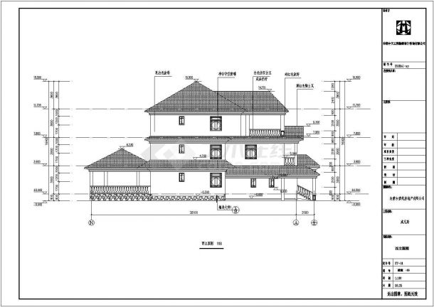 某地区三层框架结构别墅楼建筑设计方案图-图二
