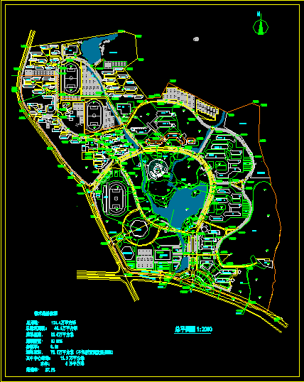 某校区占地面积124.4万平方米总规划CAD设计图纸-图一