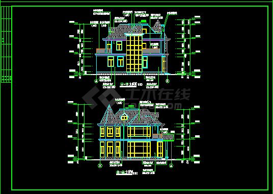 某别墅建筑结构施工CAD详图带效果图-图一