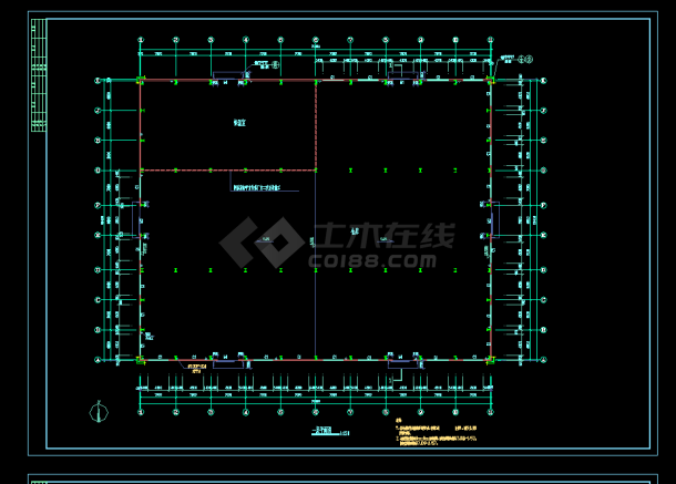 某地区某钢构厂房设计cad建筑施工图-图一