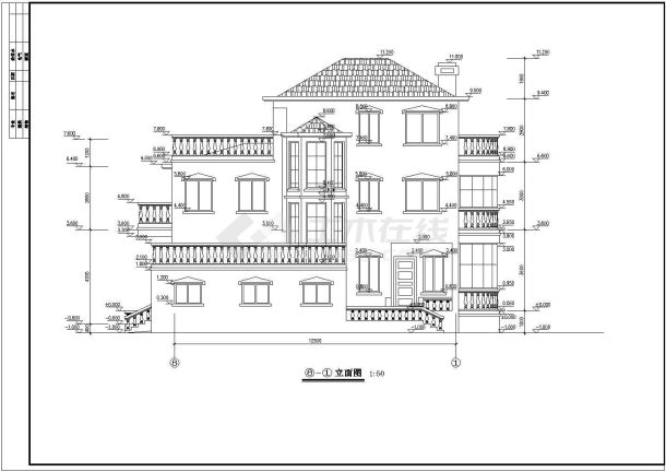 江西某地三层框架结构别墅建筑设计施工图-图二