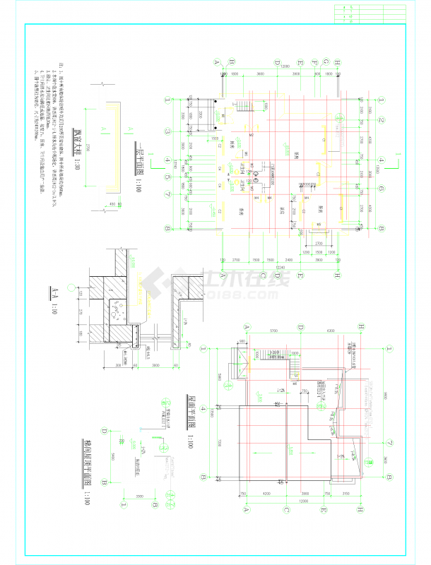 滨河茶馆详细设计CAD图（共5张）-图二