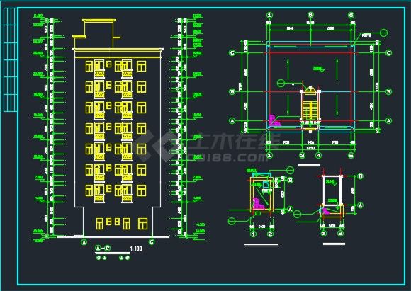 某标准农民房建筑施工CAD设计图-图二