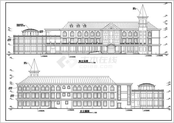 某小区三层会所建筑详细施工图纸-图一