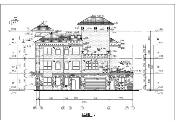 某地小区三层别墅楼建筑设计方案图-图二