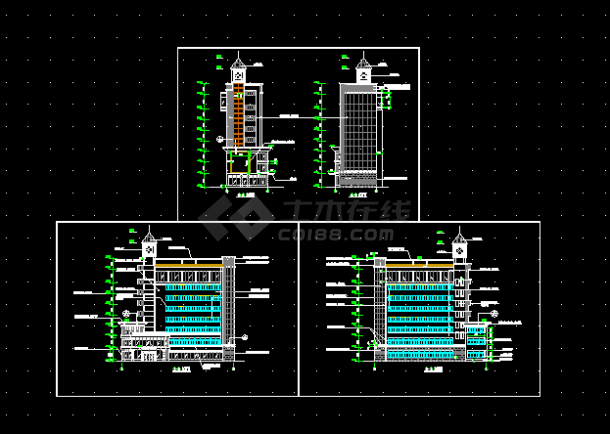 简单实用的办公楼建筑施工CAD图纸-图一