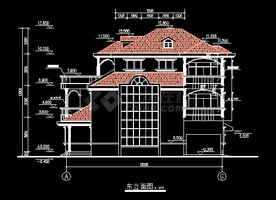 某三层别墅扩出图带结构CAD模型-图二
