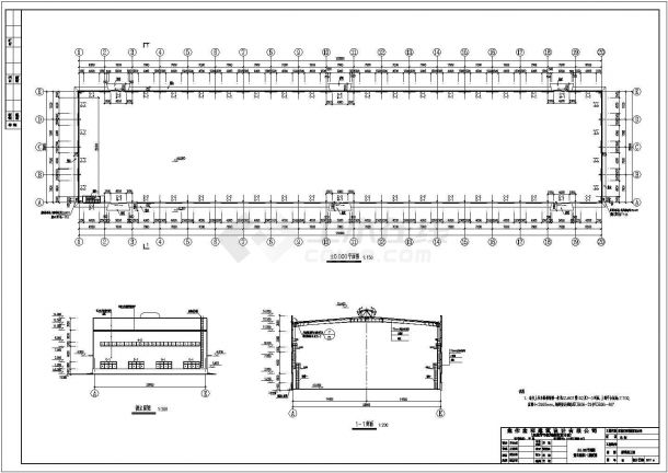 河南单层钢结构厂房建筑及结构施工图-图一