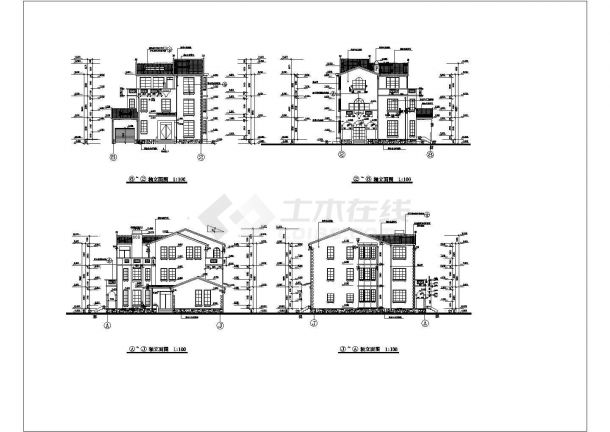 某地区3层砖混结构别墅建筑施工图-图一