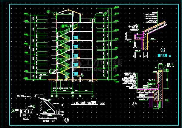 居民多层住宅楼建筑施工CAD设计图纸-图二