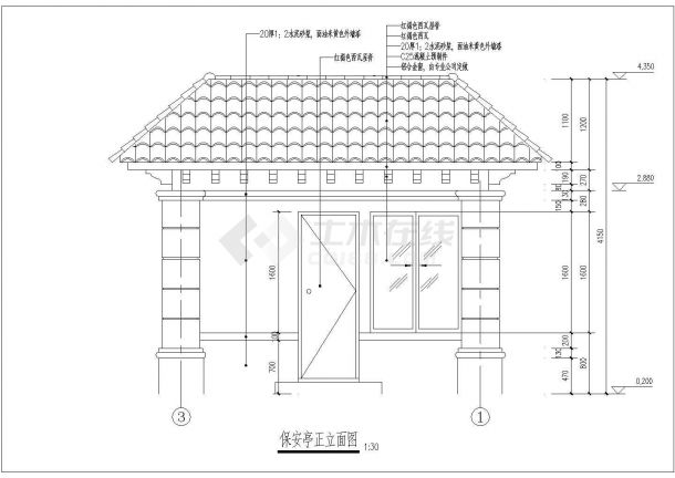 某小区保安亭景观规划全套施工图纸-图一