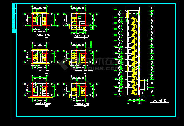 板楼式小高层建筑施工CAD设计图纸-图二