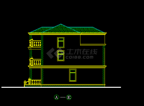 某地一所欧式别墅的CAD建筑图纸-图一