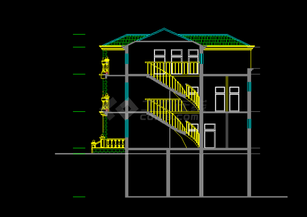 某地一所欧式别墅的CAD建筑图纸-图二