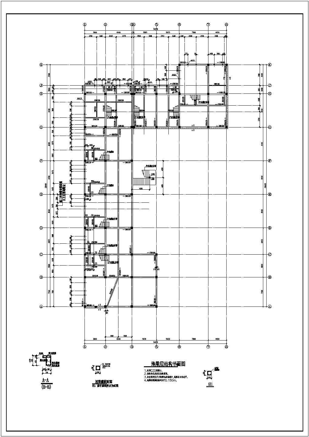 某地区三层商场框架结构结构施工图